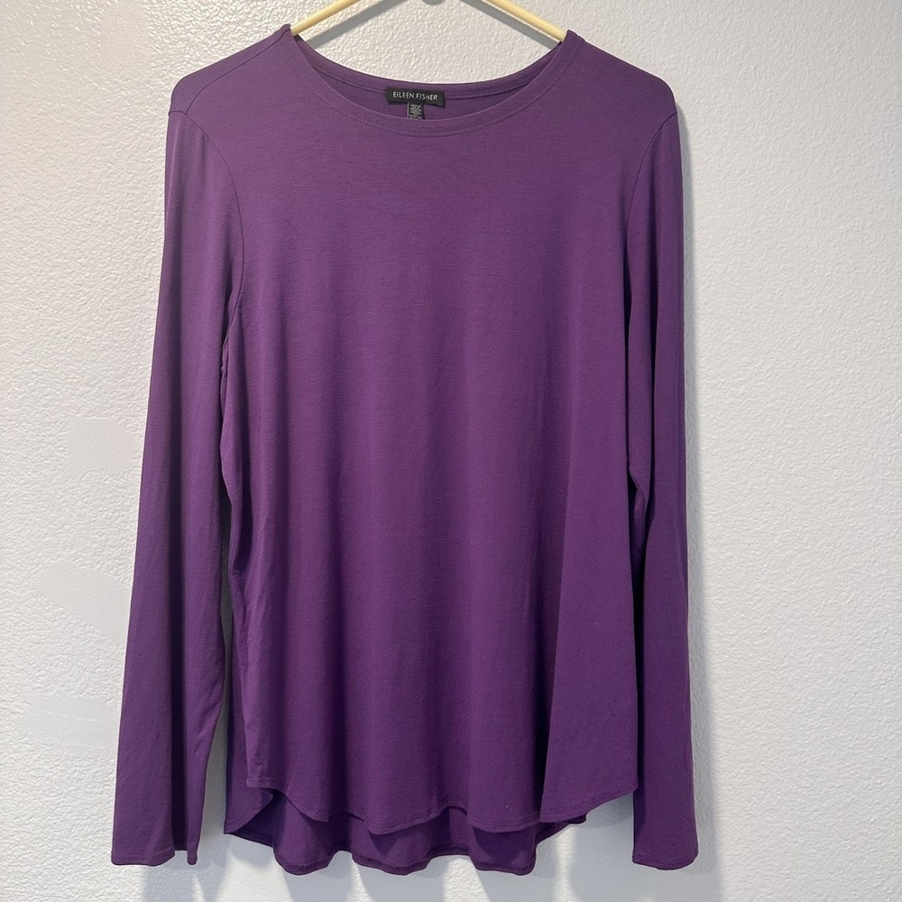Eileen Fisher Size-XL/TG Lightweight Viscose Jersey Tunic Top‎ Purple